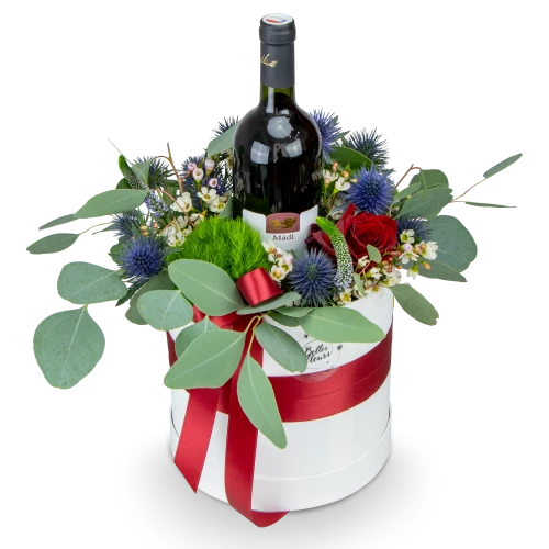 Box flowers & wine